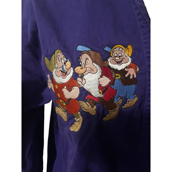 Vintage 90s Disney Store Women’s Purple Button Up Long Sleeve 7 Dwarfs Sz Large - Picture 16 of 16